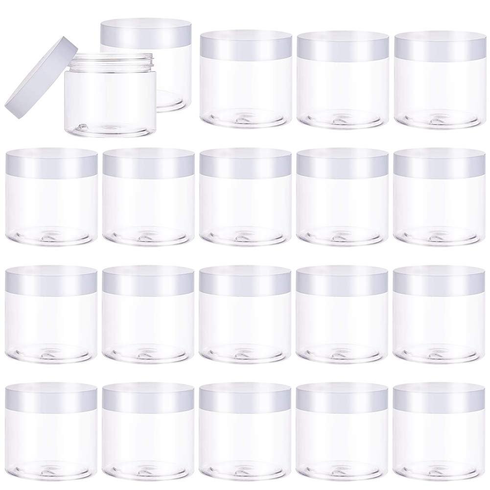 20 Pack 2oz Plastic Empty Jars with Lids - Wide Mouth Refillable Storage Containers for Cosmetics, Crafts, Candy, Beads, Slime Making, and Gifts (White) - görsel 1