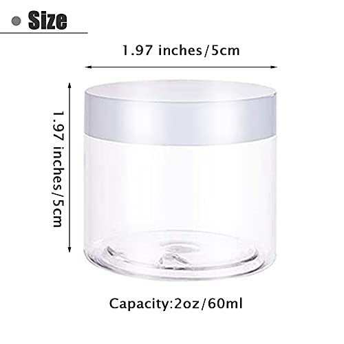 20 Pack 2oz Plastic Empty Jars with Lids - Wide Mouth Refillable Storage Containers for Cosmetics, Crafts, Candy, Beads, Slime Making, and Gifts (White) - görsel 4