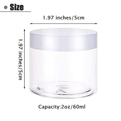20 Pack 2oz Plastic Empty Jars with Lids - Wide Mouth Refillable Storage Containers for Cosmetics, Crafts, Candy, Beads, Slime Making, and Gifts (White)