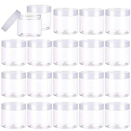 20 Pack 2oz Plastic Empty Jars with Lids - Wide Mouth Refillable Storage Containers for Cosmetics, Crafts, Candy, Beads, Slime Making, and Gifts (White) - görsel 2