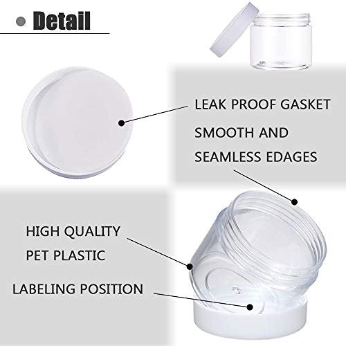 20 Pack 2oz Plastic Empty Jars with Lids - Wide Mouth Refillable Storage Containers for Cosmetics, Crafts, Candy, Beads, Slime Making, and Gifts (White) - görsel 6