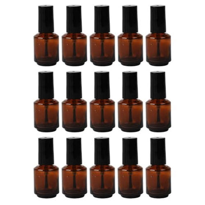 Beaupretty 15Pcs Empty Nail Polish Bottles 7ml Refillable Cylindrical Glass Vials with Brush for DIY Nail Polish Mixing and Cosmetic Liquid Storage