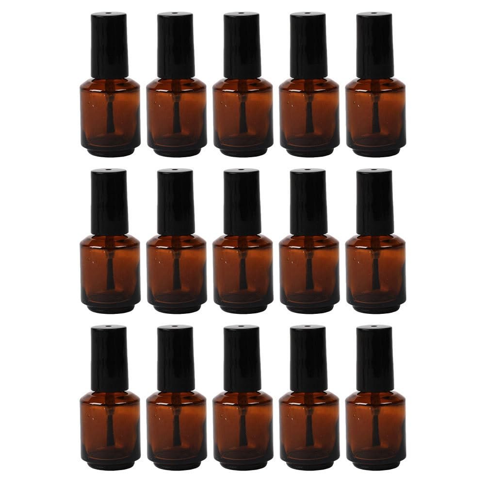 Beaupretty 15Pcs Empty Nail Polish Bottles 7ml Refillable Cylindrical Glass Vials with Brush for DIY Nail Polish Mixing and Cosmetic Liquid Storage - görsel 1