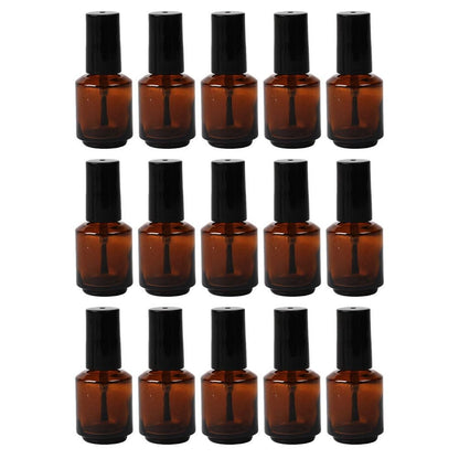 Beaupretty 15Pcs Empty Nail Polish Bottles 7ml Refillable Cylindrical Glass Vials with Brush for DIY Nail Polish Mixing and Cosmetic Liquid Storage