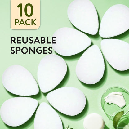 Impresa Face Scrubber Exfoliating Pads - 10 Count White Puff Facial Sponges for Deep Clean & Skin Buffing Avelisse