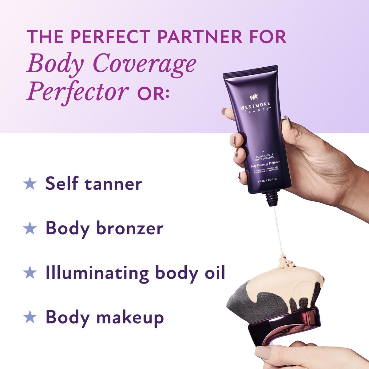 Westmore Beauty Blend & Blur Body Kabuki Brush & Self Tanner Brush - Body Makeup & Foundation Blending Applicator for Self Tanning - Durable Vegan Bristles Avelisse