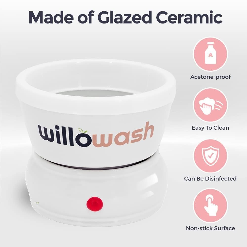 Willowash Electric Acetone Nail Remover Bowl – Heated Acrylic & Dip Powder Soak Off Kit, Fast Nail Removal Tool (Not for Gel Polish) Avelisse