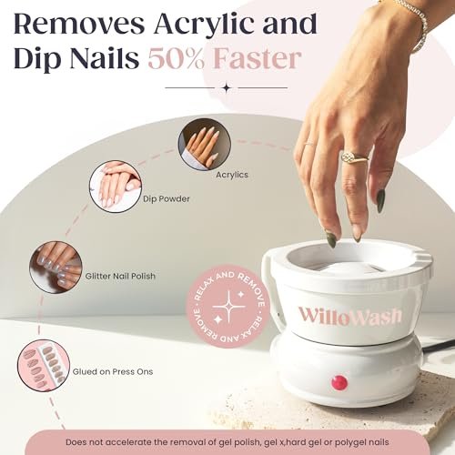 Willowash Electric Acetone Nail Remover Bowl – Heated Acrylic & Dip Powder Soak Off Kit, Fast Nail Removal Tool (Not for Gel Polish) Avelisse