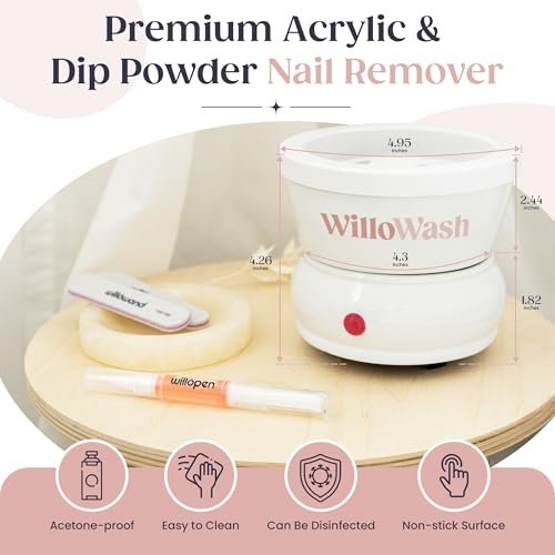 Willowash Electric Acetone Nail Remover Bowl – Heated Acrylic & Dip Powder Soak Off Kit, Fast Nail Removal Tool (Not for Gel Polish) Avelisse