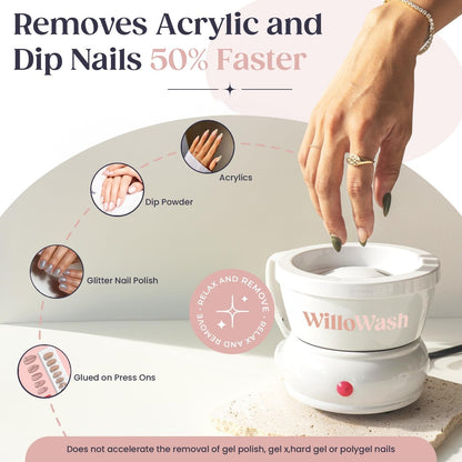Willowash Electric Acetone Nail Remover Bowl – Heated Acrylic & Dip Powder Soak Off Kit, Fast Nail Removal Tool (Not for Gel Polish) Avelisse