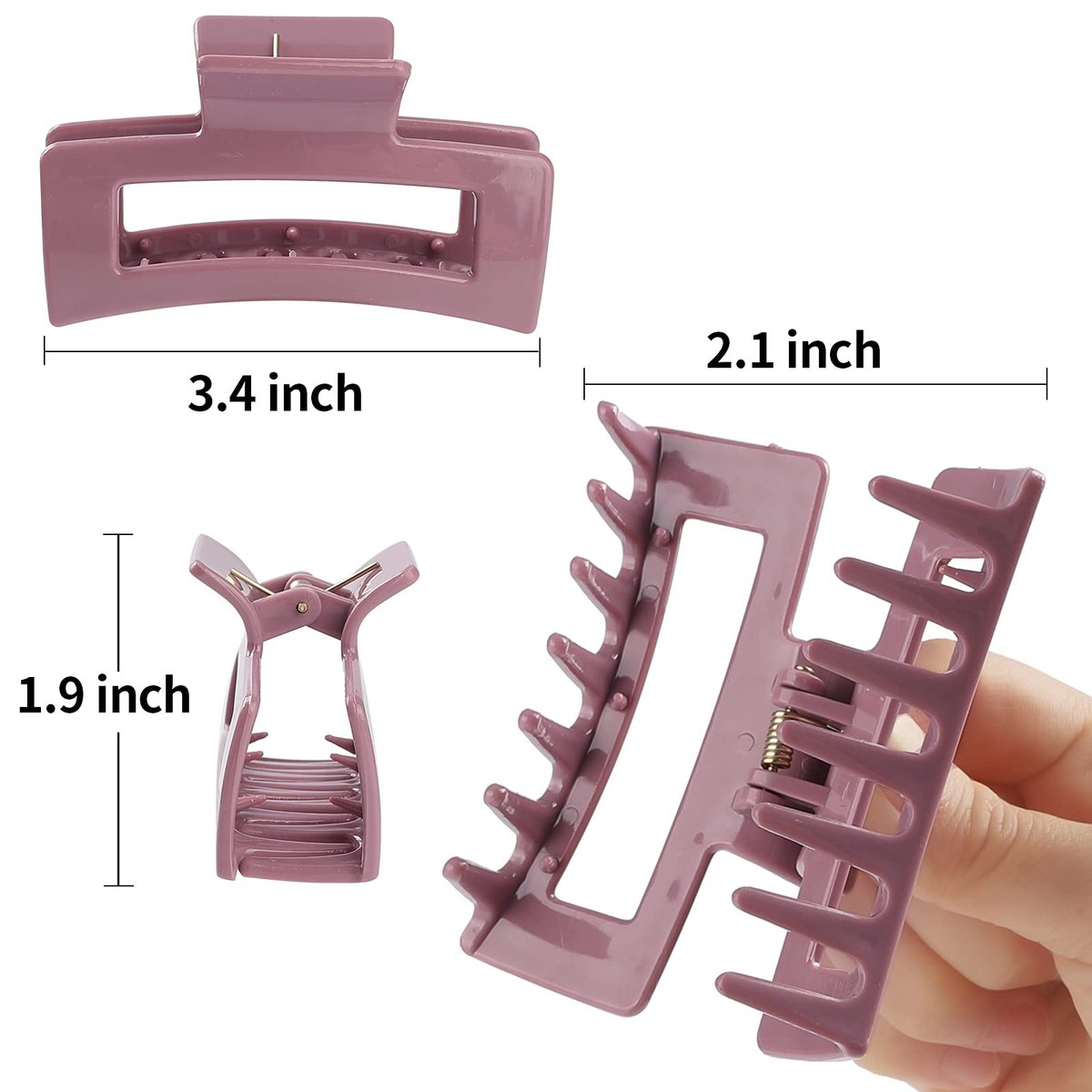 15 Pack Rectangle Hair Claw Clips - Solid Color Non-Slip Hair Jaw Clips for Women - CECIAOAIME - görsel 5