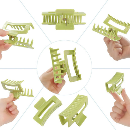 15 Pack Rectangle Hair Claw Clips - Solid Color Non-Slip Hair Jaw Clips for Women - CECIAOAIME