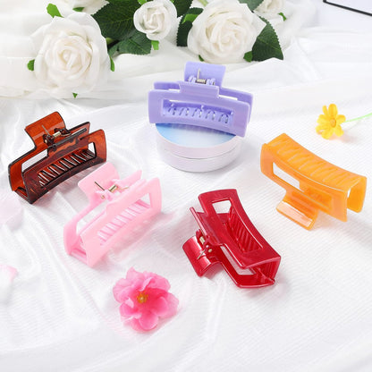 15 Pack Rectangle Hair Claw Clips - Solid Color Non-Slip Hair Jaw Clips for Women - CECIAOAIME