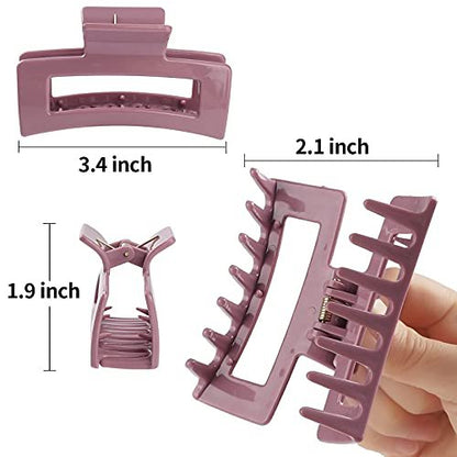 15 Pack Rectangle Hair Claw Clips - Solid Color Non-Slip Hair Jaw Clips for Women - CECIAOAIME