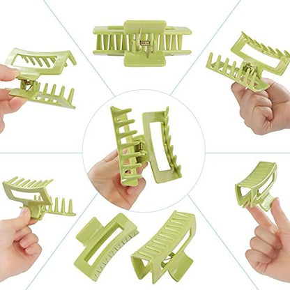15 Pack Rectangle Hair Claw Clips - Solid Color Non-Slip Hair Jaw Clips for Women - CECIAOAIME