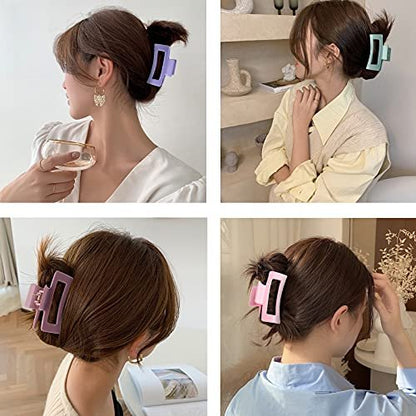 15 Pack Rectangle Hair Claw Clips - Solid Color Non-Slip Hair Jaw Clips for Women - CECIAOAIME