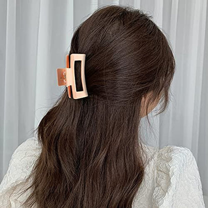 15 Pack Rectangle Hair Claw Clips - Solid Color Non-Slip Hair Jaw Clips for Women - CECIAOAIME