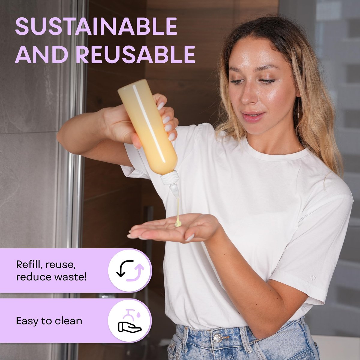 BRIGHTFROM Twist Top Applicator Bottles, 8 OZ Crystal Clear, Squeeze Empty Plastic Bottles, BPA-Free, PET, Refillable, Open/Close Nozzle - Multi Purpose (Pack of 3) - görsel 13