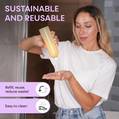 BRIGHTFROM Twist Top Applicator Bottles, 8 OZ Crystal Clear, Squeeze Empty Plastic Bottles, BPA-Free, PET, Refillable, Open/Close Nozzle - Multi Purpose (Pack of 3)