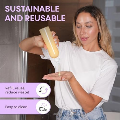 BRIGHTFROM Twist Top Applicator Bottles, 8 OZ Crystal Clear, Squeeze Empty Plastic Bottles, BPA-Free, PET, Refillable, Open/Close Nozzle - Multi Purpose (Pack of 3)