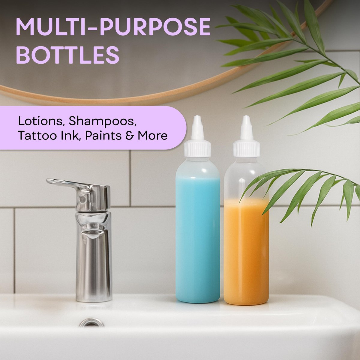 BRIGHTFROM Twist Top Applicator Bottles, 8 OZ Crystal Clear, Squeeze Empty Plastic Bottles, BPA-Free, PET, Refillable, Open/Close Nozzle - Multi Purpose (Pack of 3) - görsel 7
