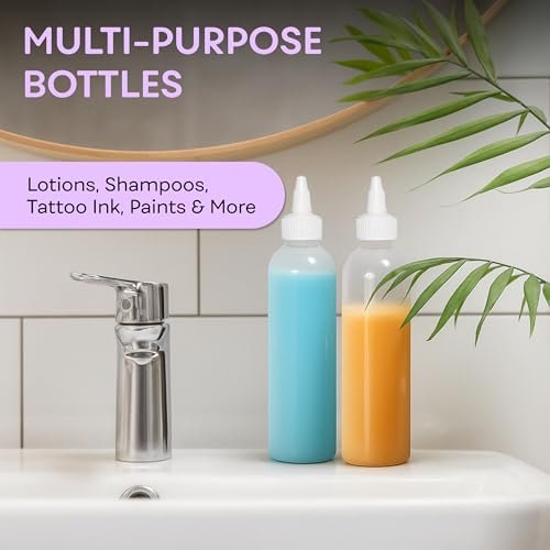 BRIGHTFROM Twist Top Applicator Bottles, 8 OZ Crystal Clear, Squeeze Empty Plastic Bottles, BPA-Free, PET, Refillable, Open/Close Nozzle - Multi Purpose (Pack of 3) - görsel 8