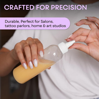 BRIGHTFROM Twist Top Applicator Bottles, 8 OZ Crystal Clear, Squeeze Empty Plastic Bottles, BPA-Free, PET, Refillable, Open/Close Nozzle - Multi Purpose (Pack of 3)