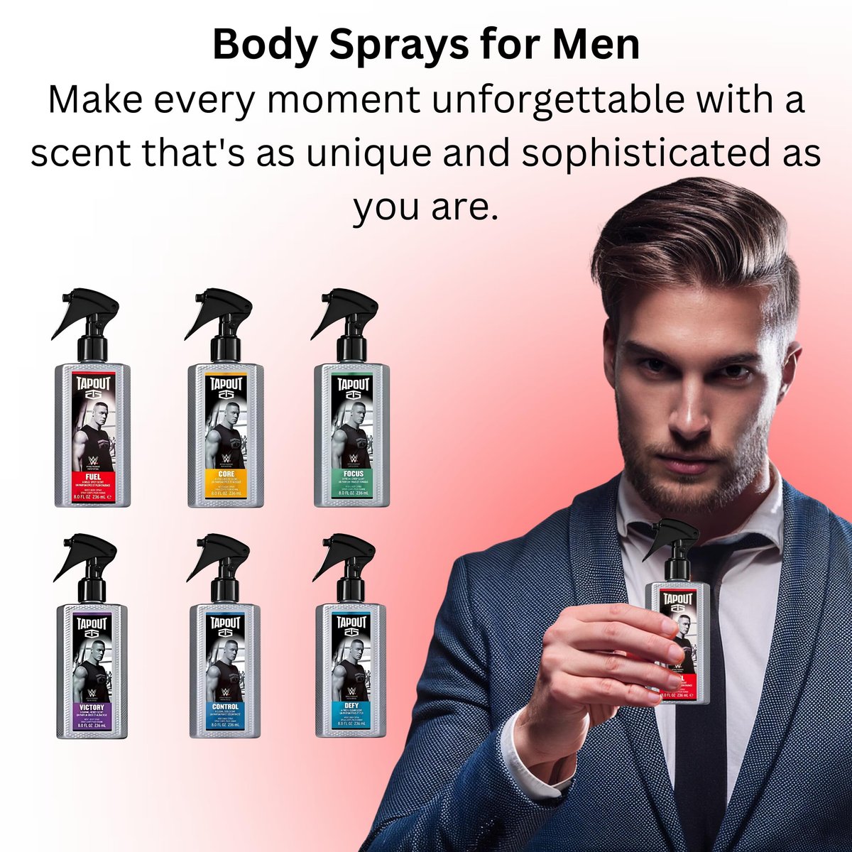 Tapout Body Spray for Men – Fragrance Variety Set, 6-Pack Gift Collection, 8 Ounces Each Avelisse