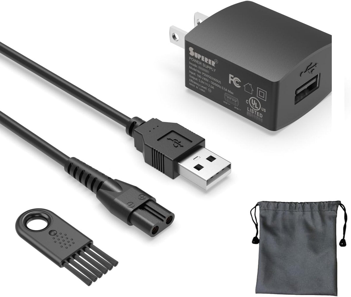 Superer Replacement Charger for Manscaped Lawn Mower 3.0/2.0 - UL Listed Power Cord, Complete Storage and Care Kit - görsel 2