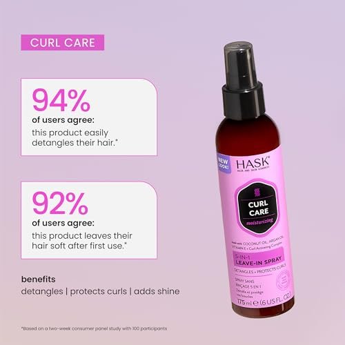 HASK CURL CARE 5-IN-1 Leave-In Spray Conditioner for Curly Hair Types - Vegan, Cruelty Free, Color Safe, Gluten-Free, Sulfate-Free, Paraben-Free (6 Fl Oz) - görsel 9