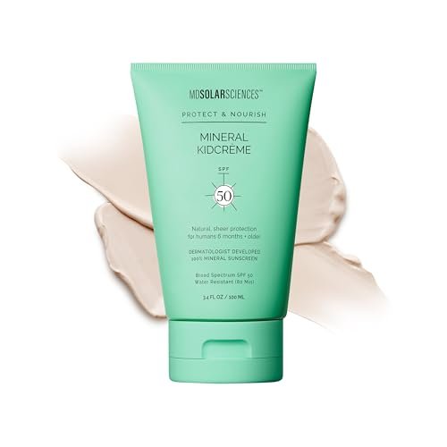MDSolarSciences Mineral KidCrème SPF 50 – Gentle Broad-Spectrum Kids Sunscreen with Zinc Oxide & Squalane, Water-Resistant, No White Cast, Fragrance-Free (3.4 Fl Oz) Avelisse
