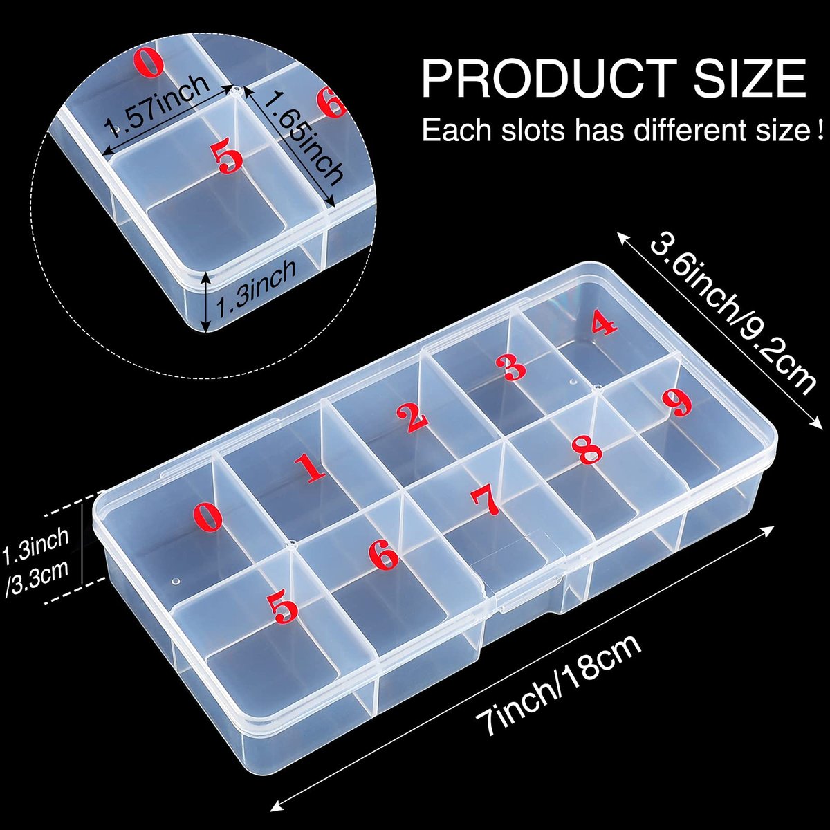 2-Pack White Plastic Nail Tip Storage Box with 10 Compartments - False Nail Organizer for Salon or Home Use - görsel 3