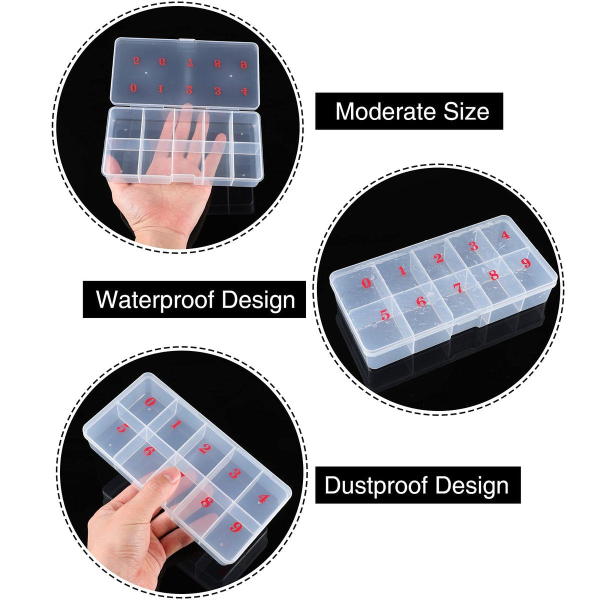 2-Pack White Plastic Nail Tip Storage Box with 10 Compartments - False Nail Organizer for Salon or Home Use - görsel 7