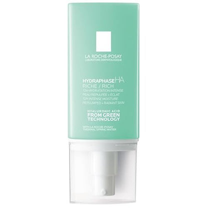 La Roche-Posay Hydraphase HA Rich Moisturizer for Dry Skin - Hyaluronic Acid Face Cream, 72HR Hydration, Oil-Free, Non-Comedogenic, 50 ML (1.69 fl. oz.)