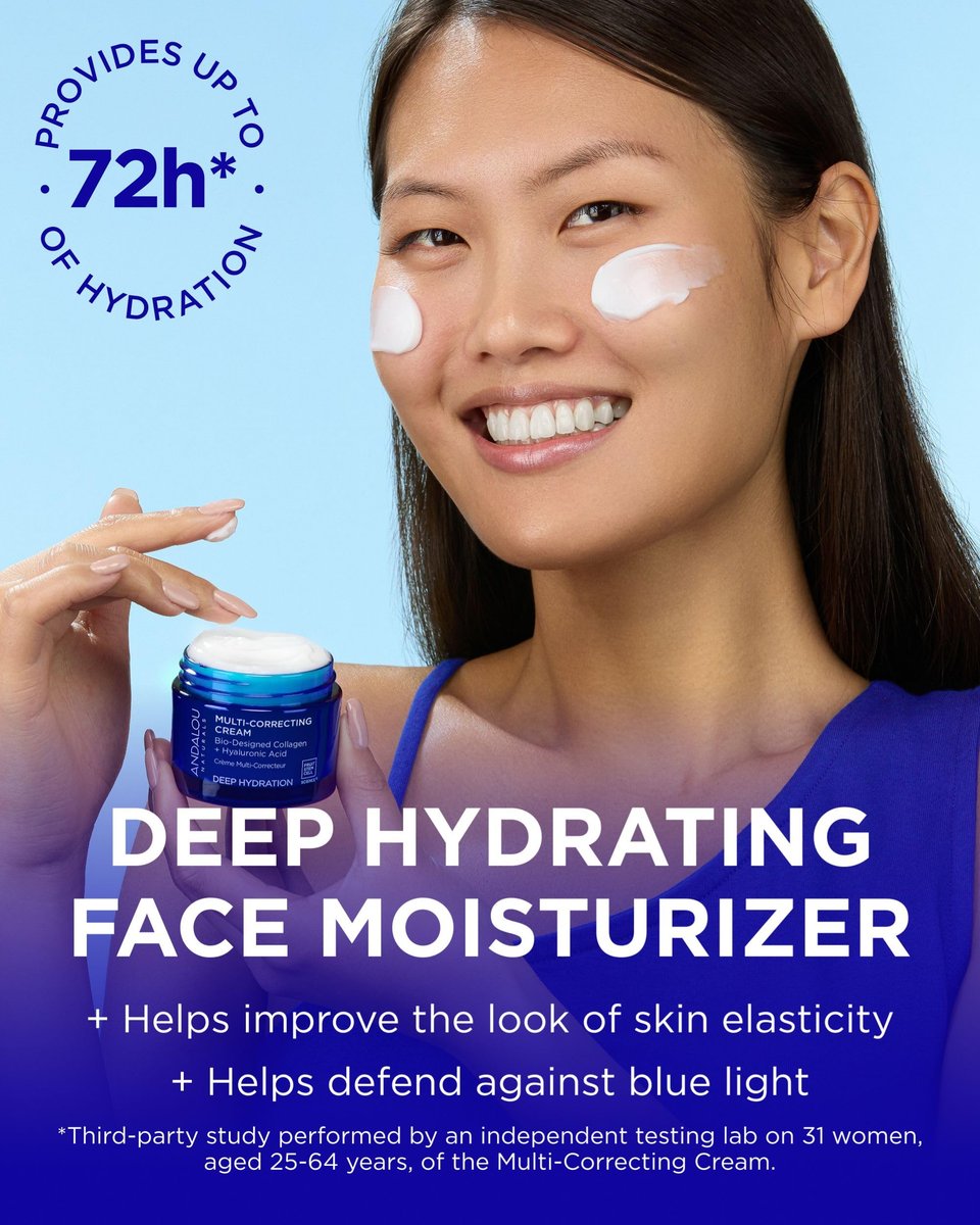 Andalou Naturals Deep Hydration Face Moisturizer Multi-Correcting Cream - Daily Skincare with Hyaluronic Acid, Vegan Collagen & Fruit Stem Cells - Repair Skin Elasticity & Boost Hydration - 1.7 fl oz Avelisse