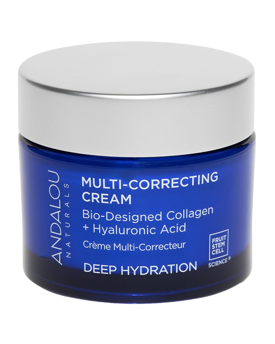 Andalou Naturals Deep Hydration Face Moisturizer Multi-Correcting Cream - Daily Skincare with Hyaluronic Acid, Vegan Collagen & Fruit Stem Cells - Repair Skin Elasticity & Boost Hydration - 1.7 fl oz Avelisse