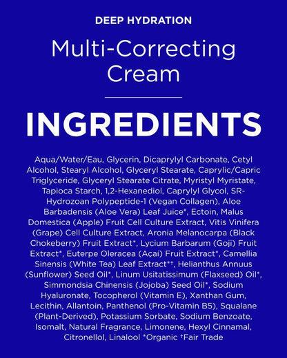 Andalou Naturals Deep Hydration Face Moisturizer Multi-Correcting Cream - Daily Skincare with Hyaluronic Acid, Vegan Collagen & Fruit Stem Cells - Repair Skin Elasticity & Boost Hydration - 1.7 fl oz Avelisse