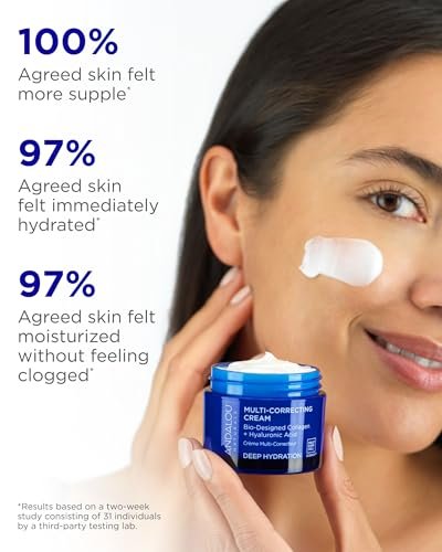 Andalou Naturals Deep Hydration Face Moisturizer Multi-Correcting Cream - Daily Skincare with Hyaluronic Acid, Vegan Collagen & Fruit Stem Cells - Repair Skin Elasticity & Boost Hydration - 1.7 fl oz Avelisse