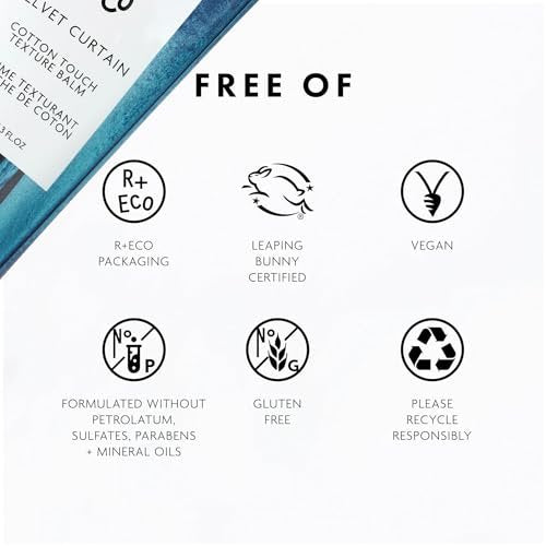 R+Co Velvet Curtain Cotton Touch Texture Balm – Lightweight Styling Balm for Frizz Control, Texture & Volume – Defines Curls & Adds Soft Hold – Hydrates Without Weight – Vegan – 3 oz Avelisse