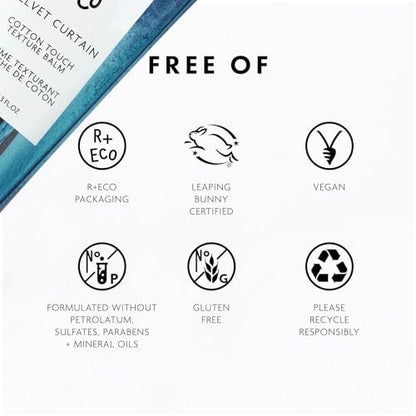R+Co Velvet Curtain Cotton Touch Texture Balm – Lightweight Styling Balm for Frizz Control, Texture & Volume – Defines Curls & Adds Soft Hold – Hydrates Without Weight – Vegan – 3 oz Avelisse