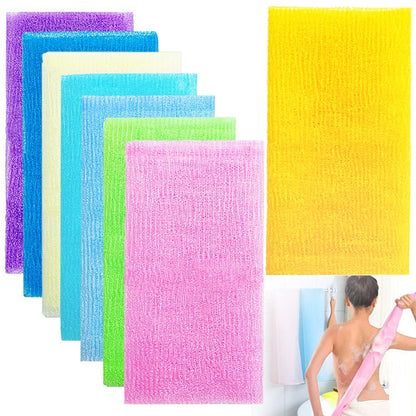 8-Pack 35-Inch Exfoliating Bath Cloth – Nylon Shower Washcloth Body Scrubber Loofah for Women and Men Avelisse