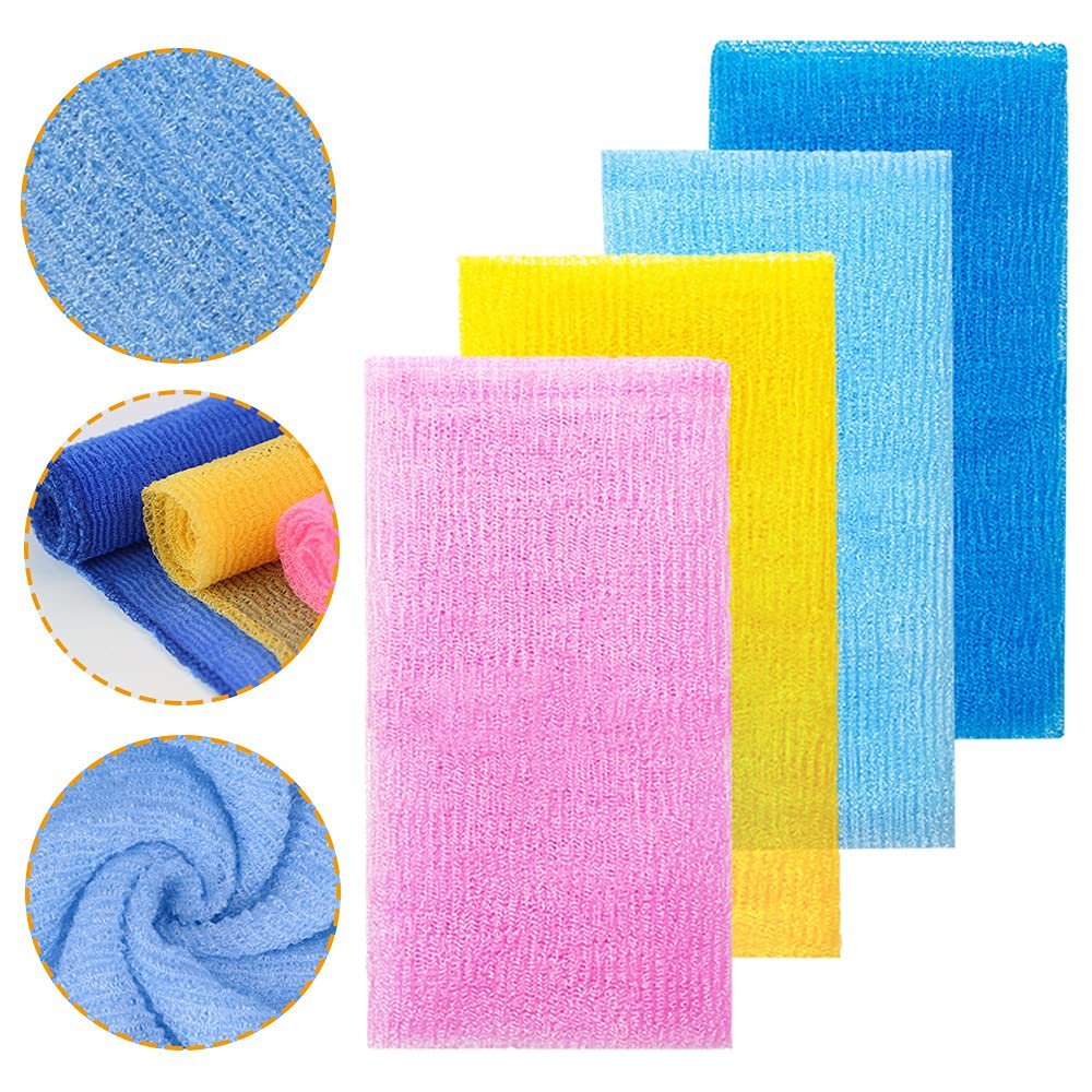 8-Pack 35-Inch Exfoliating Bath Cloth – Nylon Shower Washcloth Body Scrubber Loofah for Women and Men Avelisse