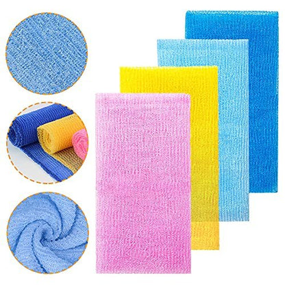 8-Pack 35-Inch Exfoliating Bath Cloth – Nylon Shower Washcloth Body Scrubber Loofah for Women and Men Avelisse