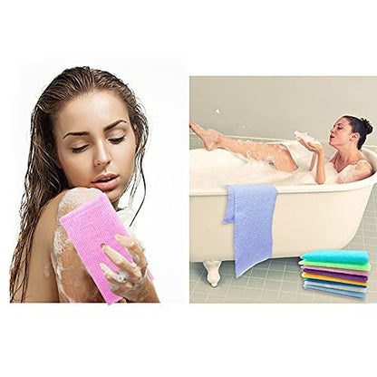 8-Pack 35-Inch Exfoliating Bath Cloth – Nylon Shower Washcloth Body Scrubber Loofah for Women and Men Avelisse