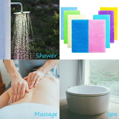 8-Pack 35-Inch Exfoliating Bath Cloth – Nylon Shower Washcloth Body Scrubber Loofah for Women and Men Avelisse