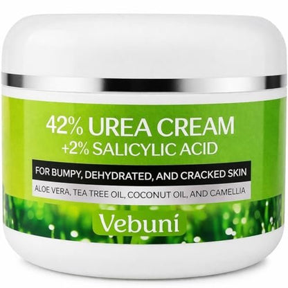 Vebuni Urea Cream 42% + Salicylic Acid - Intensive Callus Remover for Feet, Knees & Elbows, 4 oz - Moisturizes & Softens Dry, Rough Skin