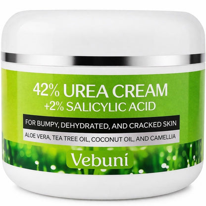 Vebuni Urea Cream 42% + Salicylic Acid - Intensive Callus Remover for Feet, Knees & Elbows, 4 oz - Moisturizes & Softens Dry, Rough Skin