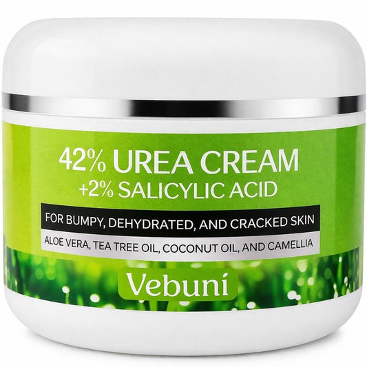 Vebuni Urea Cream 42% + Salicylic Acid - Intensive Callus Remover for Feet, Knees & Elbows, 4 oz - Moisturizes & Softens Dry, Rough Skin