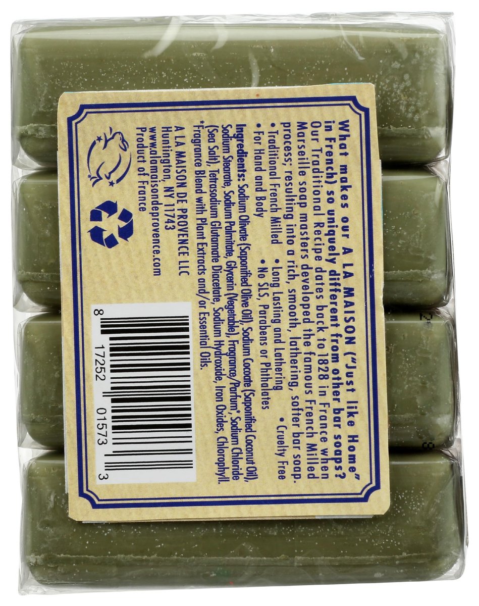 A LA MAISON Lavender Rosemary Olive Oil Bar Soap - Triple French Milled Natural Moisturizing Hand Soap Bar (4 Bars, 3.5 oz Each) Avelisse