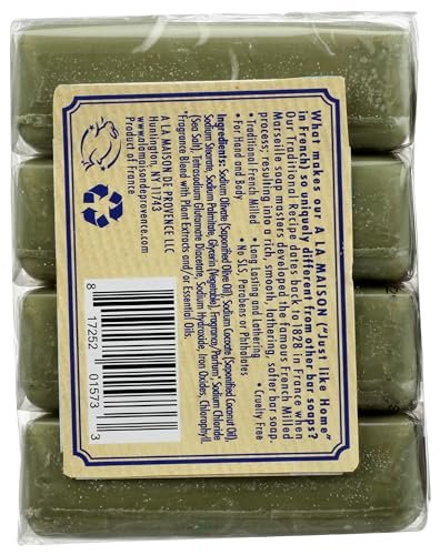 A LA MAISON Lavender Rosemary Olive Oil Bar Soap - Triple French Milled Natural Moisturizing Hand Soap Bar (4 Bars, 3.5 oz Each) Avelisse